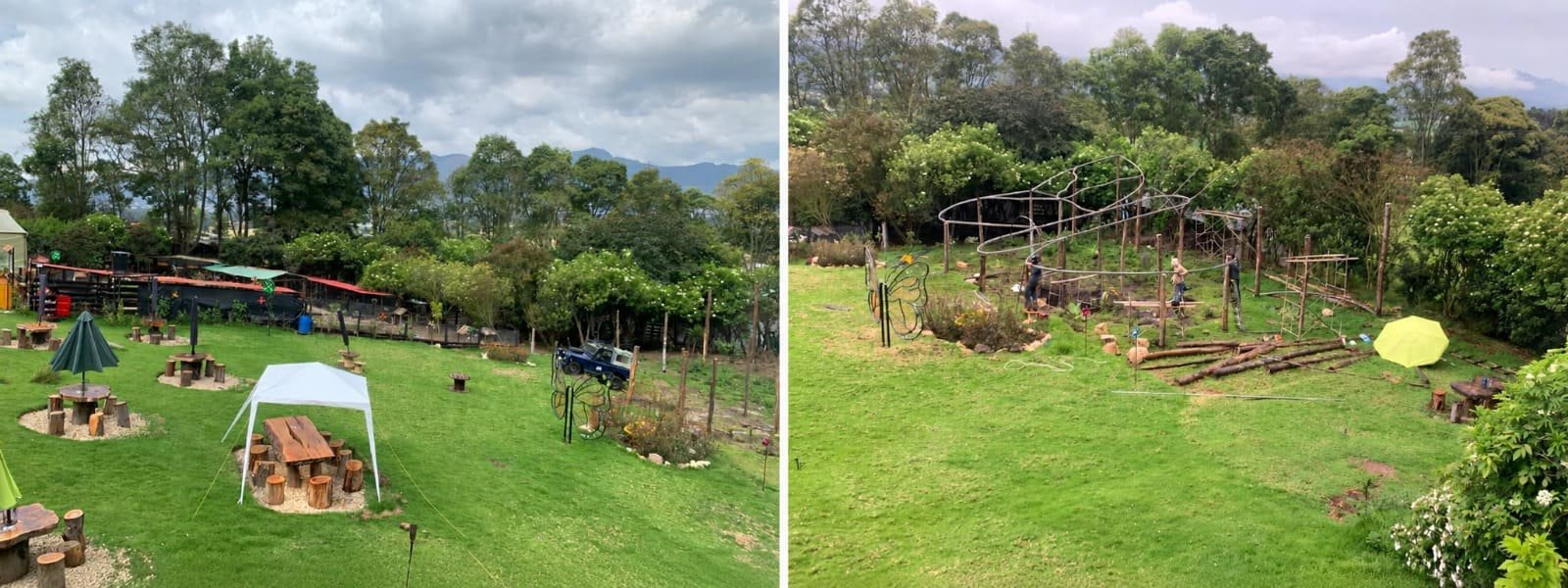 Los primeros espacios del parque construidos por la familia y el equipo